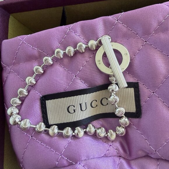NEW GUCCI Silver Jewelry Bracelet 602707-J8400-8106-19 Silver Sz 18 - Picture 6 of 6